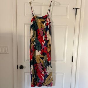 a new day Colorful Leaf Pattern Maxi Dress